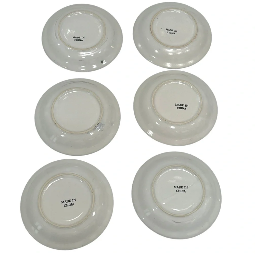 VINTAGE WAHBEH OF CHINA RED FLORAL LUSTERWARE CUPS & SAUCERS - SET OF 6